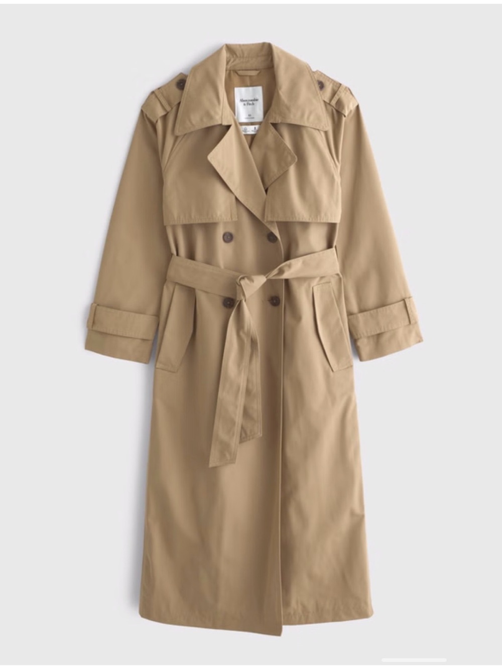 Abercrombie Classic Camel Trench Coat - Double-Breasted